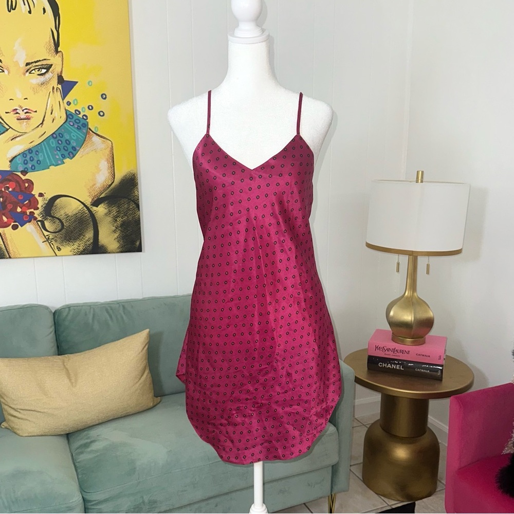 Vintage Pink Mini Slip Dress. Size Small